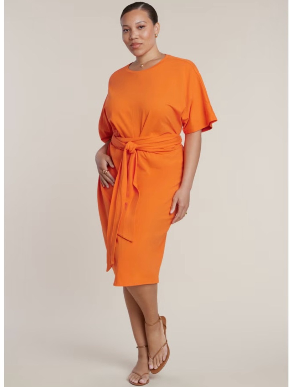 ELOQUII Cross Front Flutter Sleeve Cotton T-Shirt Dress Midi Size 22